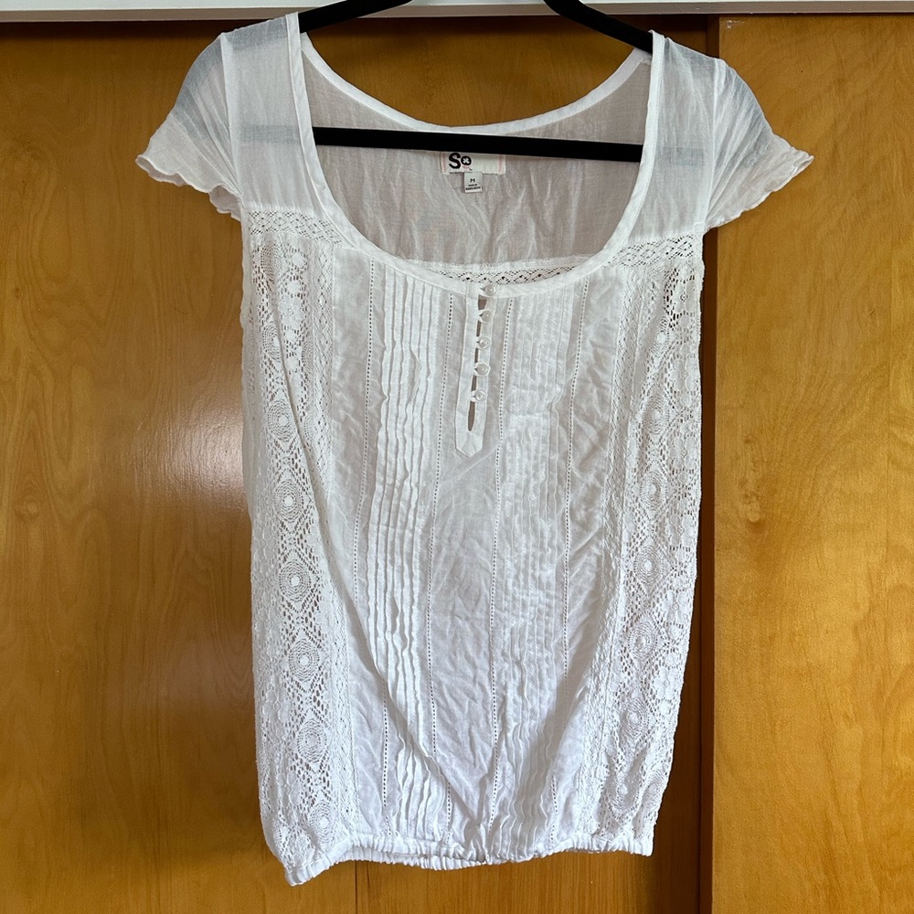 WHITE EYELET SHIRT
